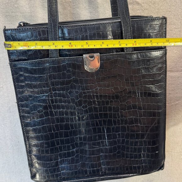 David Dart Black Croc-Embossed Shoulder Tote - Picture 5 of 11